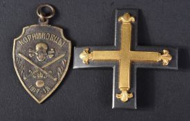 TWO RUSSIAN CIVIL WAR MEDALS - BALTIC CROSS & KORNILOV SHOCK REGIMENT