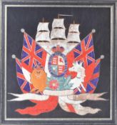VINTAGE EMBROIDERED ROYAL COAT OF ARMS