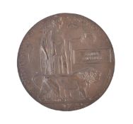 WWI FIRST WORLD WAR - DEATH PLAQUE FOR ONE SAMUEL SAINSBURY