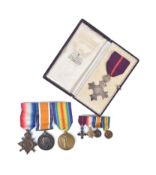 WWI FIRST WORLD WAR MEDAL GROUP WITH MINIATURES & MBE