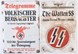 TWO SECOND WORLD WAR GERMAN THIRD REICH ENAMEL SIGNS