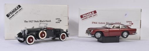 TWO DANBURY MINT 1/24 SXCA;E BOXED DIECAST MODEL CARS
