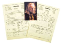 COLLECTION OF BERNARD HILL - LOTR - ORIGINAL CALL SHEETS & PHOTO