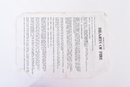 HEARTS OF FIRE (1987) - RONNIE WOOD - AUTOGRAPHED CALLSHEET