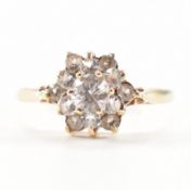 HALLMARKED 9CT GOLD & ROCK CRYSTAL CLUSTER RING