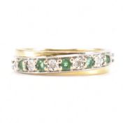 HALLMARKED 9CT GOLD DIAMOND & GREEN STONE RING