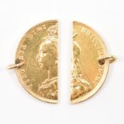WITHDRAWN 1891 HALVED VICTORIAN SOVEREIGN COIN PENDANTS