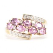 HALLMARKED 9CT GOLD PINK & WHITE STONE RING