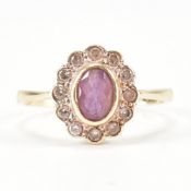 HALLMARKED 9CT GOLD PINK & WHITE STONE RING