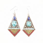 PAIR OF SILVER STONE SET DROP EARRINGS