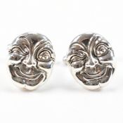 PAIR OF STERLING SILVER MOON FACE CUFFLINKS