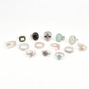 FOURTEEN ASSORTED SILVER RINGS