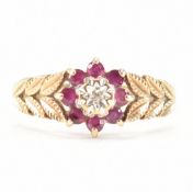 HALLMARKED 9CT GOLD RUBY & DIAMOND RING