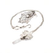 ANTIQUE SILVER PLATED CHATELAINE & WHITE METAL DRESS CLIP