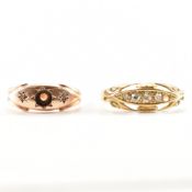 TWO VICTORIAN GOLD RINGS - DIAMOND SET
