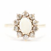 HALLMARKED 9CT GOLD OPAL & WHITE STONE RING