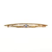 ART NOUVEAU 18CT GOLD SAPPHIRE & PEARL BROOCH PIN