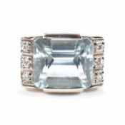 WHITE GOLD AQUAMARINE & DIAMOND DRESS RING