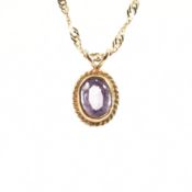 HALLMARKED 9CT GOLD & AMETHYST PENDANT NECKLACE