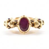 VICTORIAN ANTIQUE GOLD & RUBY DRAGON RING