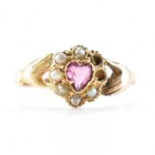 VICTORIAN CLADDAGH GOLD PASTE & SEED PEARL RING