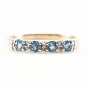 HALLMARKED 9CT GOLD AQUAMARINE & DIAMOND RING