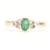 HALLMARKED 9CT GOLD EMERALD & DIAMOND RING