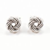 PAIR OF WHITE GOLD KNOT STUD EARRINGS