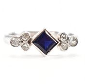 HALLMARKED 9CT GOLD SAPPHIRE & DIAMOND RING