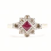 1920S ART DECO 9CT GOLD PLATINUM RUBY & TOPAZ RING