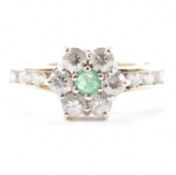 GOLD EMERALD & CZ CLUSTER RING