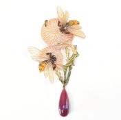 CIRCA 1910 ART NOUVEAU CARVED HORN PENDANT BROOCH