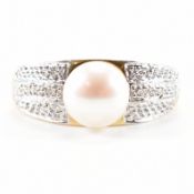 HALLMARKED 14CT GOLD PEARL & DIAMOND RING