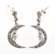 PAIR OF 925 SILVER & MARCASITE DROP EARRINGS
