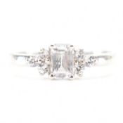 HALLMARKED 9CT WHITE GOLD & CZ RING