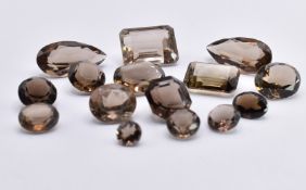 SELECTION OF VARI CUT LOOSE SMOKEY QUARTZ GEMSTONES