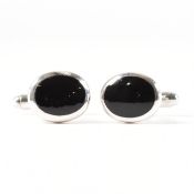 PAIR OF 925 SILVER & AGATE CUFFLINKS