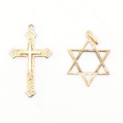 TWO HALLMARKED 9CT GOLD PENDANTS