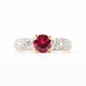 HALLMARKED 9CT GOLD SYNTHETIC RUBY & CZ RING
