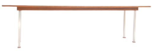 MID CENTURY TEAK TOPPED LONG JOHN COFFEE TABLE