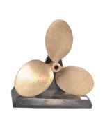 PHOSPHER BRONZE PROPELLOR ON TEAK DISPLAY STAND
