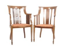 ARTISTIC FURNISHERS - PAIR OF EDWARDIAN ELBOW CHAIRS