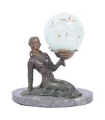 ART DECO STYLE COLD PAINTED LAMP IN THE MANNER OF UGO CIPRIANI