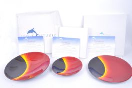 THREE RETRO POOLE POTTERY ECLIPSE COLLECTION CERAMIC PLATES