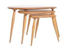 ERCOL - MID CENTURY NEST OF PEBBLE TABLES IN BLONDE