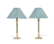 MATCHING PAIR OF1980s TURNED BRASS LAMPS