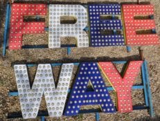 LARGE 20TH CENTURY FAIRGROUND / FREEWAYS TWO PART SIGN