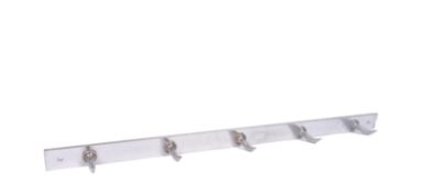 MOUNTED POLISHED STEEL BUTCHER HOOKS COAT RACK