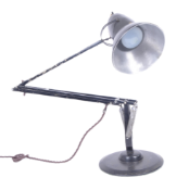 HERBERT TERRY - EARLY BLACK ANGLEPOISE LAMP ON ROUND BASE
