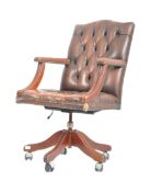 VINTAGE 20TH CHESTERFIELD BROWN LEATHER DESK CHAIR